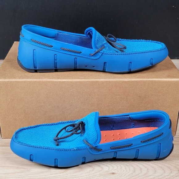 Swims Shoes Mens 9 Blue Black Orange Moccasin Driving Loafers‎ Water Beach - Picture 2 of 8